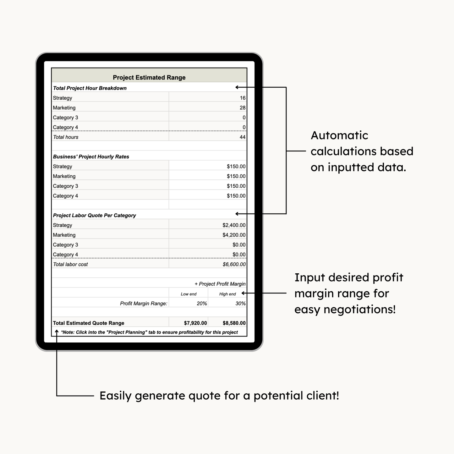 Custom Project Quote Calculator