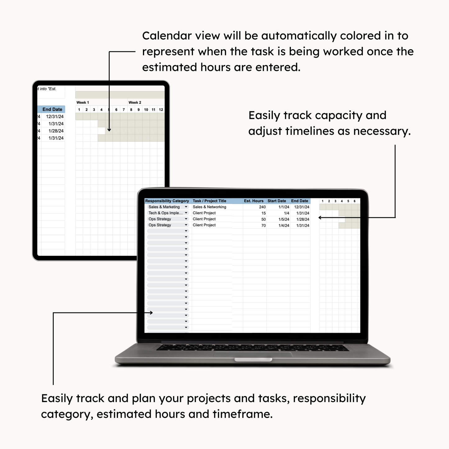 Solopreneur Capacity Planner & Tracker